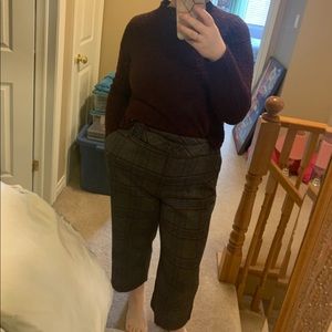 Plaid Culotte Dress Pants with Belt